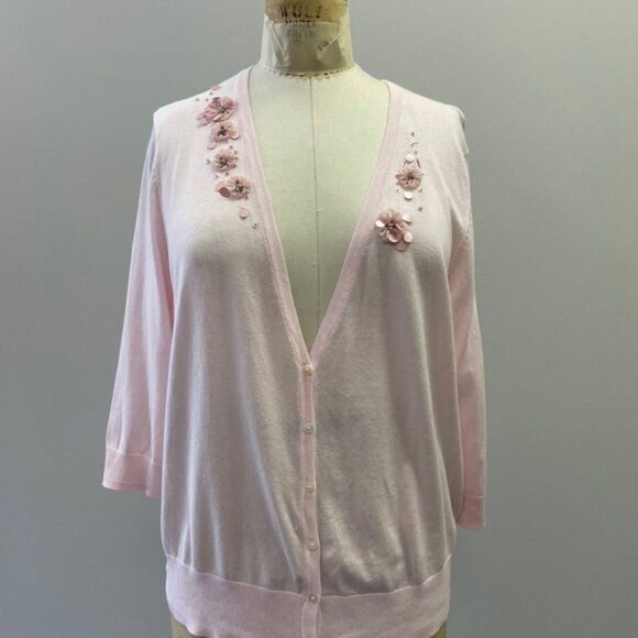 Pink Beaded Cardigan - Picture 1 of 4